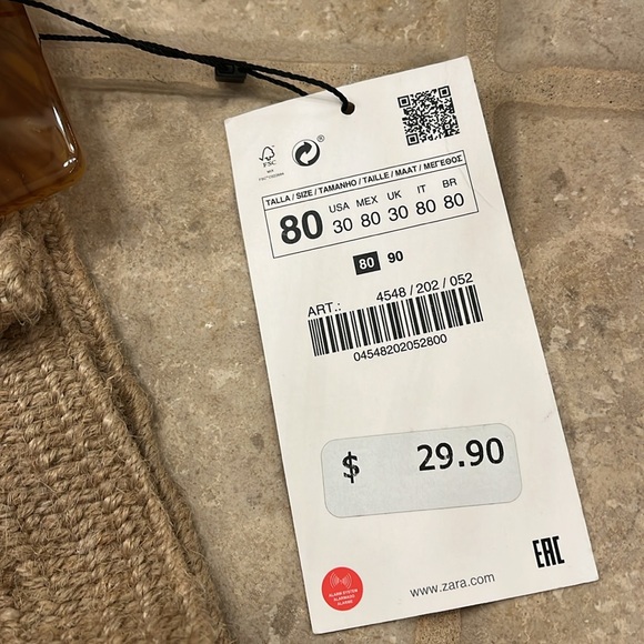 Zara tan stretchy woven belt 80 - Picture 3 of 3